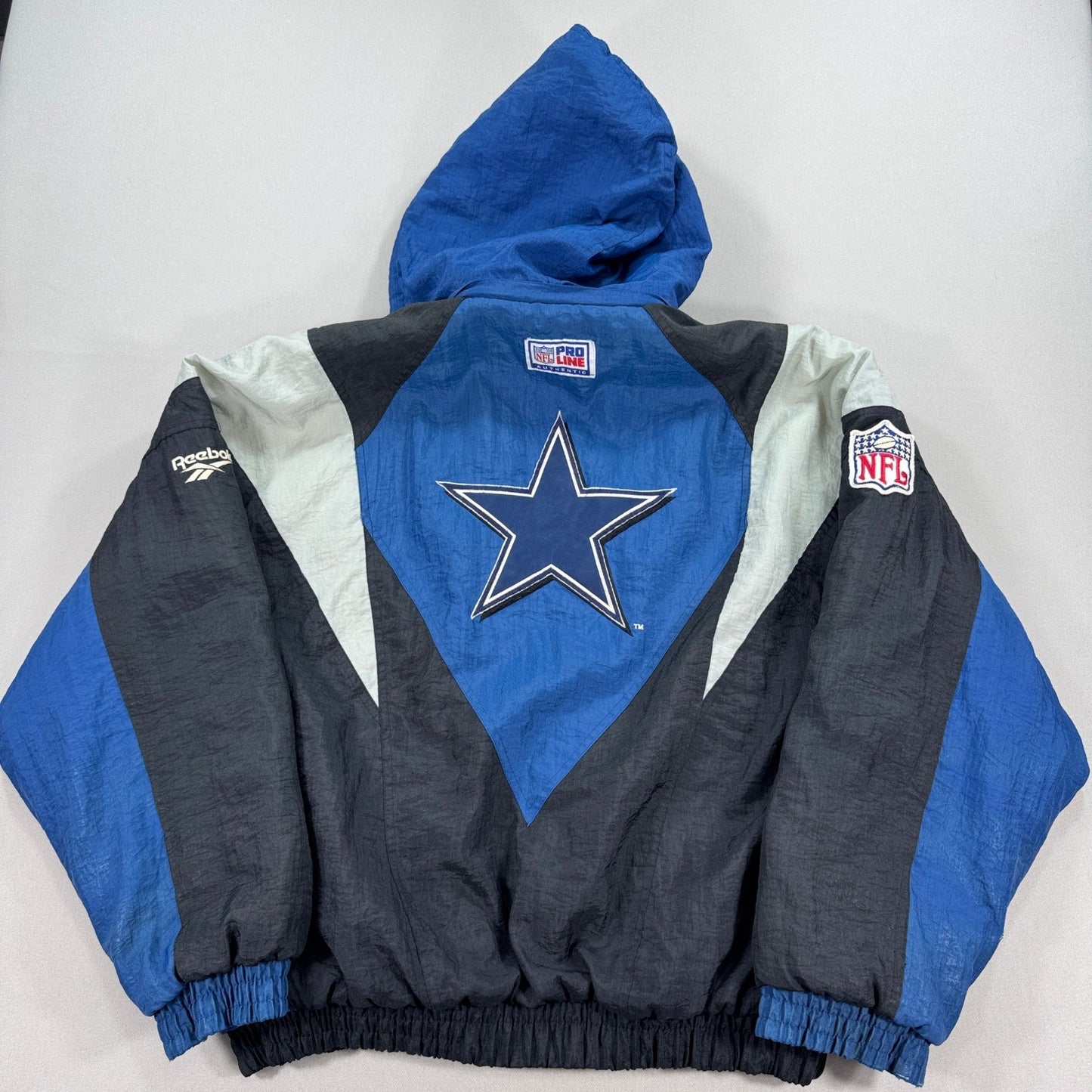 Vintage Dallas Cowboys Jacket Mens XL Black Blue NFL Pro Line Puffer Coat 90s
