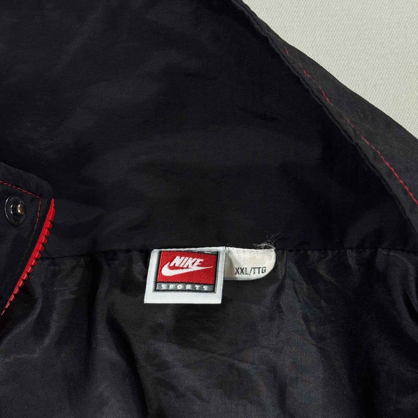 VTG Nike Canada Olympic Team Windbreaker Jacket Mens 2XL Red Black Full Zip Snap