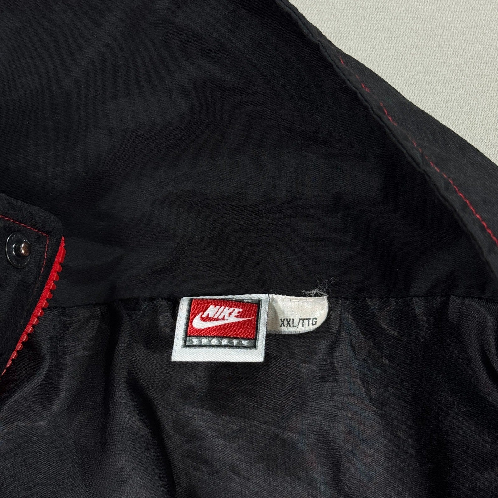 VTG Nike Canada Olympic Team Windbreaker Jacket Mens 2XL Red Black Full Zip Snap