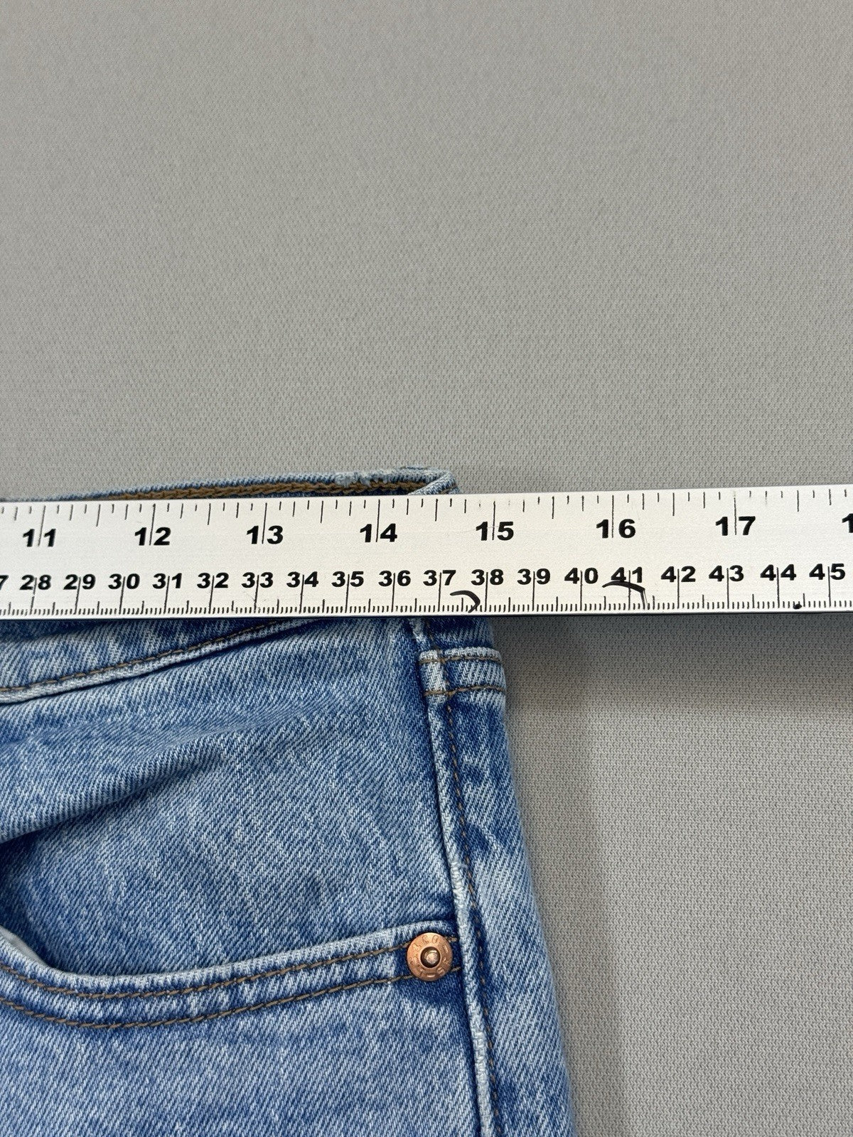 Vintage Levi's Big E Cut Off Crop Flare Womens 28x26 Button Fly Blue Denim Jeans