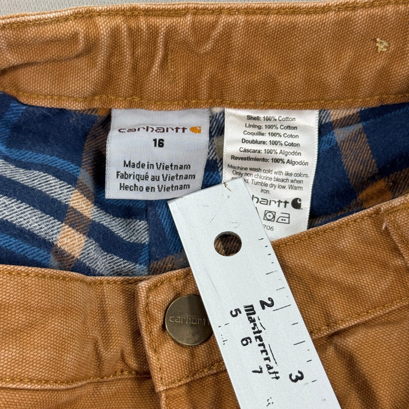 Carhartt Carpenter Pants Flannel Lined Womens Size 16 Brown Duck Canvas