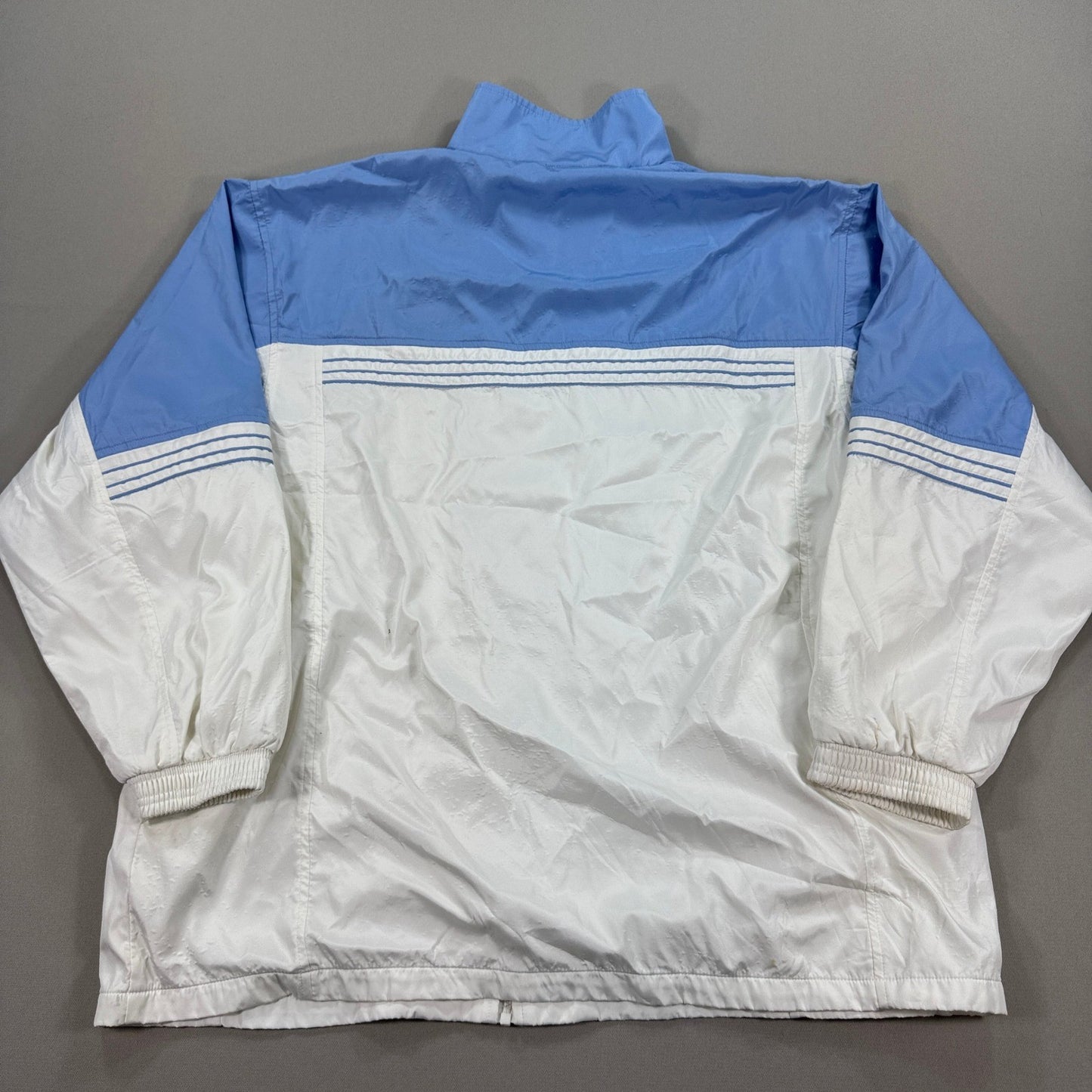 Vintage Adidas Windbreaker Jacket mens 3XL Blue White Stripe Full Zip Trefoil