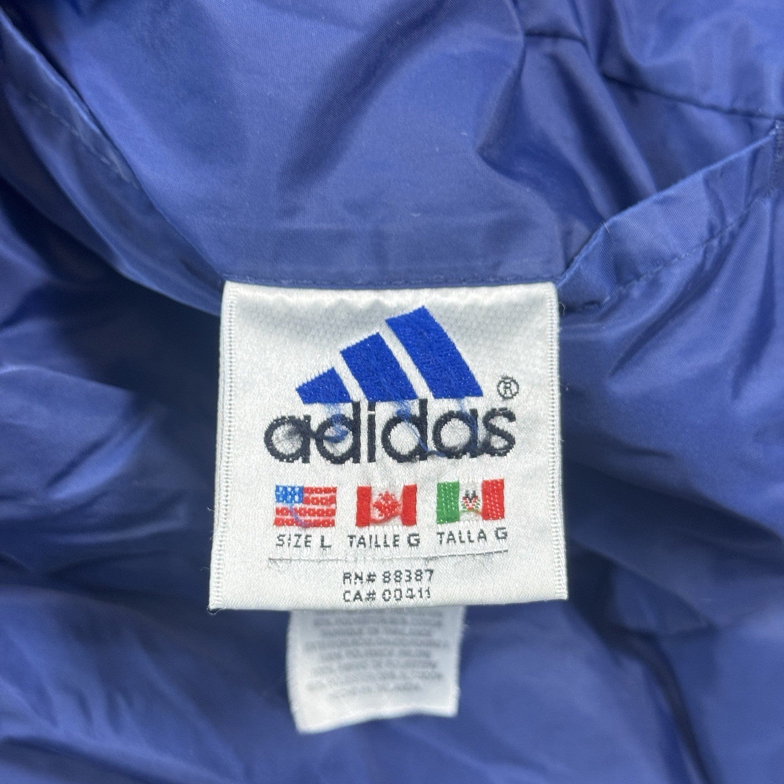 Vintage Adidas Reversible Jacket mens Large Blue Gray Insulated Full Zip Logo