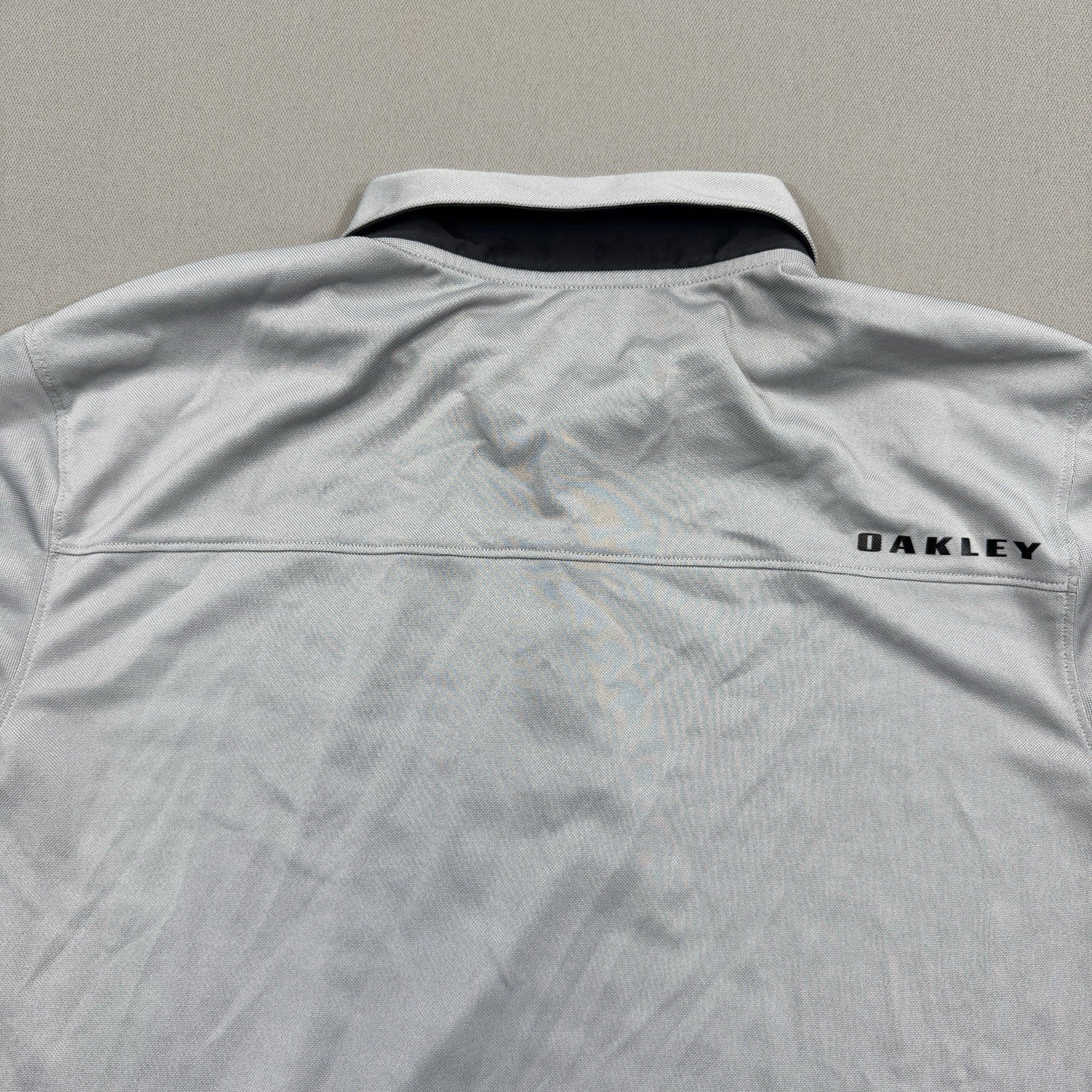 Oakley Velocity Golf Polo Shirt mens Large Stone Gray Performance Top