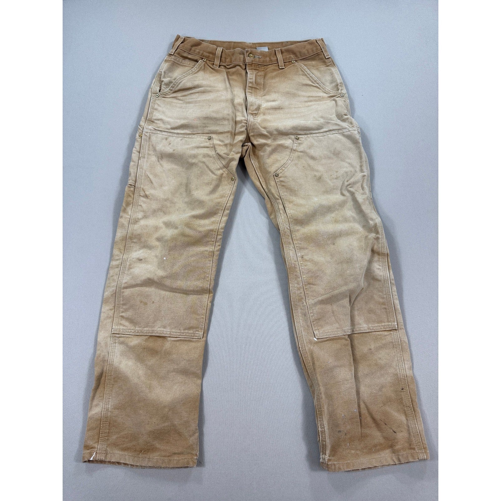 VTG Carhartt Double Knee Pants Helmets To Hardhats Mens 32x30 Brown B01-BRN