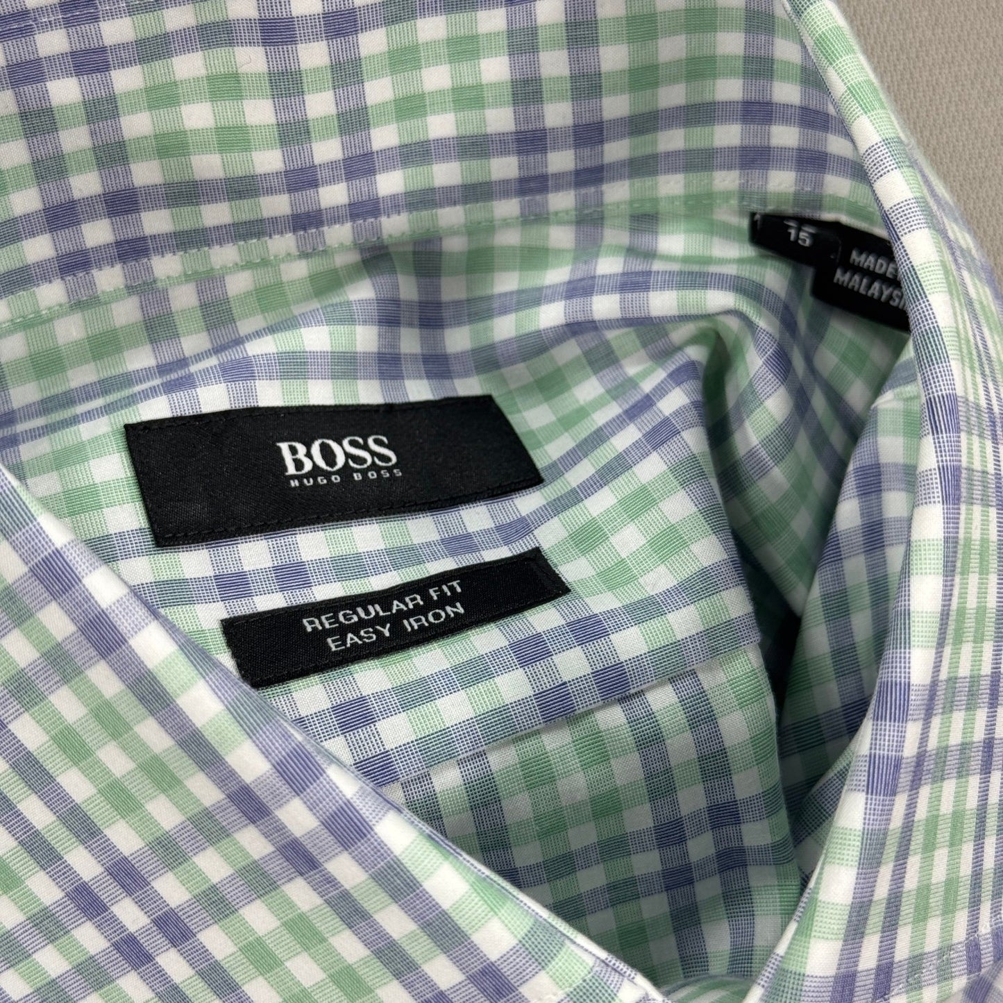 NWT Boss Hugo Boss Plaid Dress Shirt Button Down mens Small Green Regular Fit