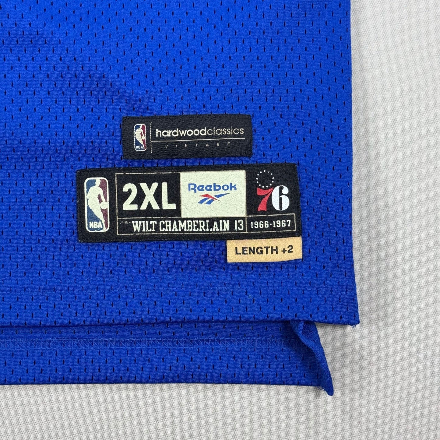 VTG Philadelphia 76ers WILT CHAMBERLAIN Jersey Ble #13 Reebok mens Size 2XL