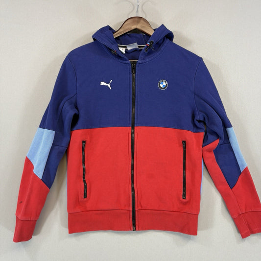 Puma BMW Motorsport Hooded Jacket Mens Blue Red Regular Fit Full Zip Small