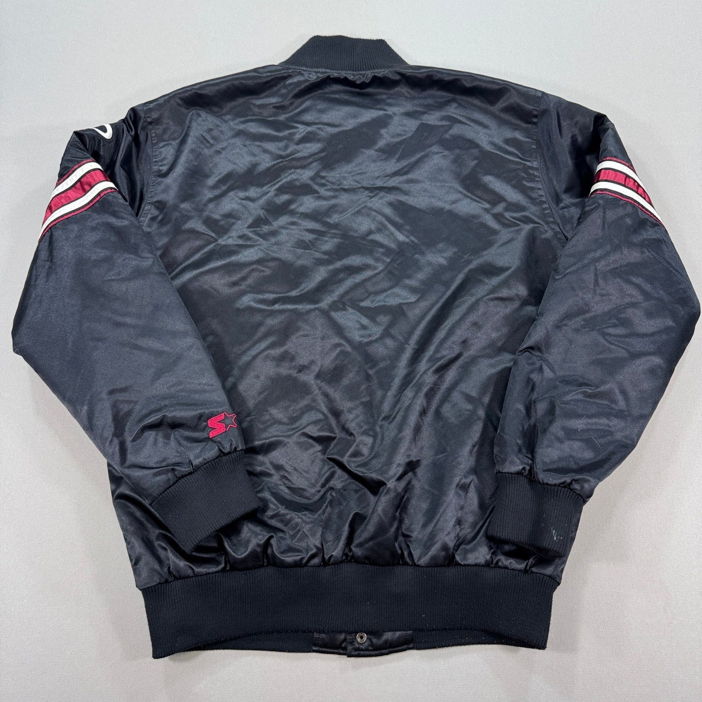 Vintage Starter Miami Heat Jacket Bomber NBA mens Large Black Red Lining