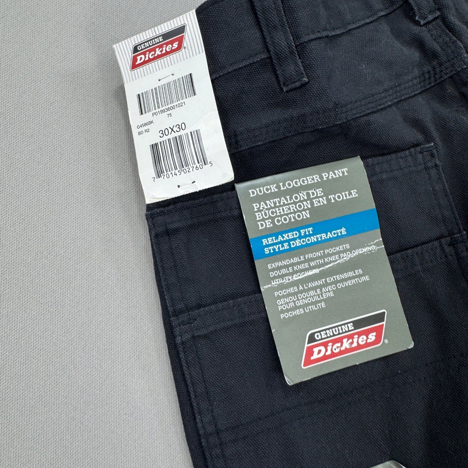 NWT Dickies Logger Pants Relaxed Fit Double Knee Men's 30x30 Black Straight Leg