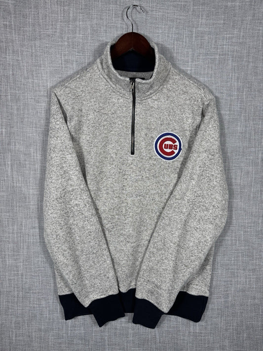 Chicago Cubs 1/4 Zip Sweater Long Sleeve Salt And Pepper Pattern 47 Size Large