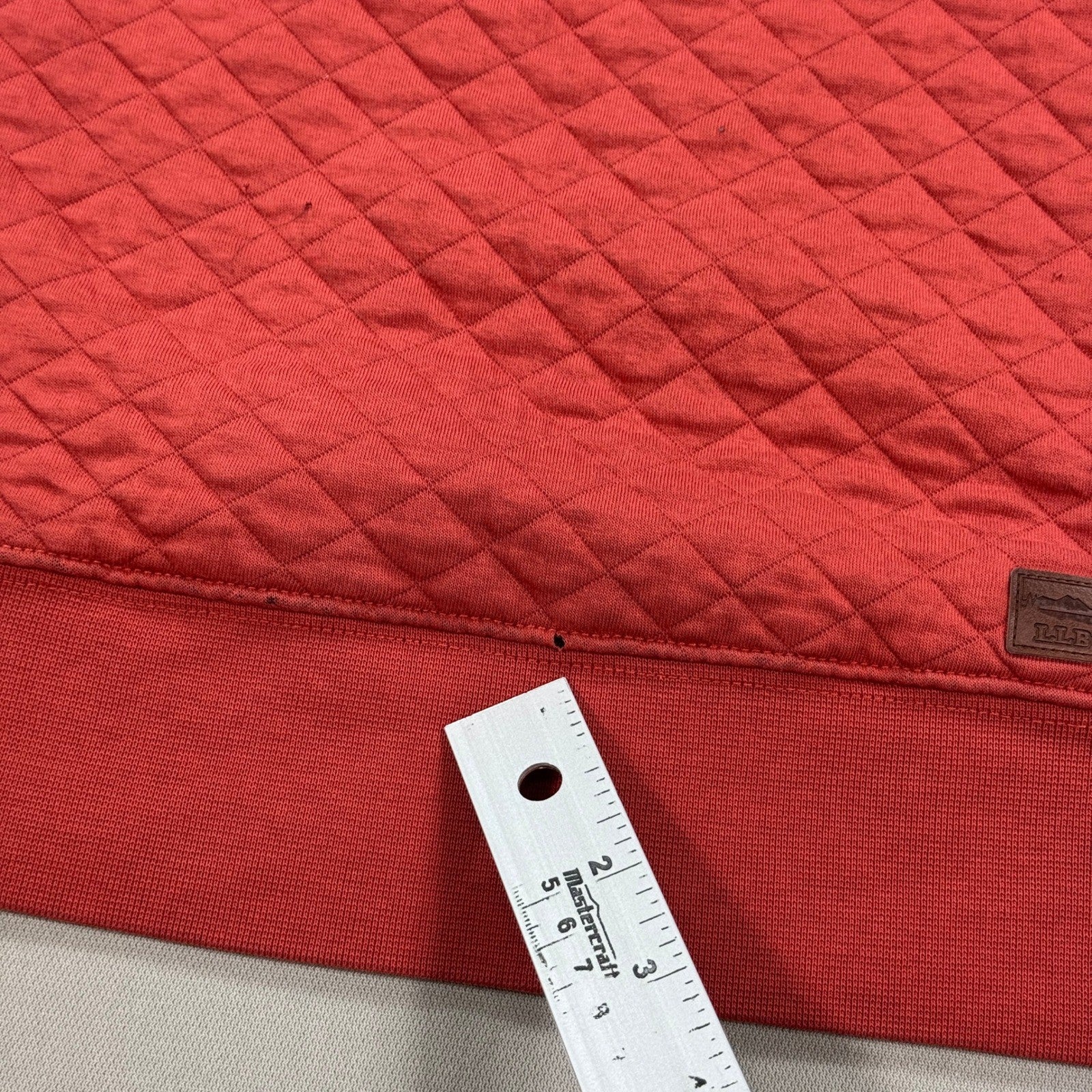 LL Bean Quilted Pullover Womens Medium Quarter Zip Red Long Sleeve
