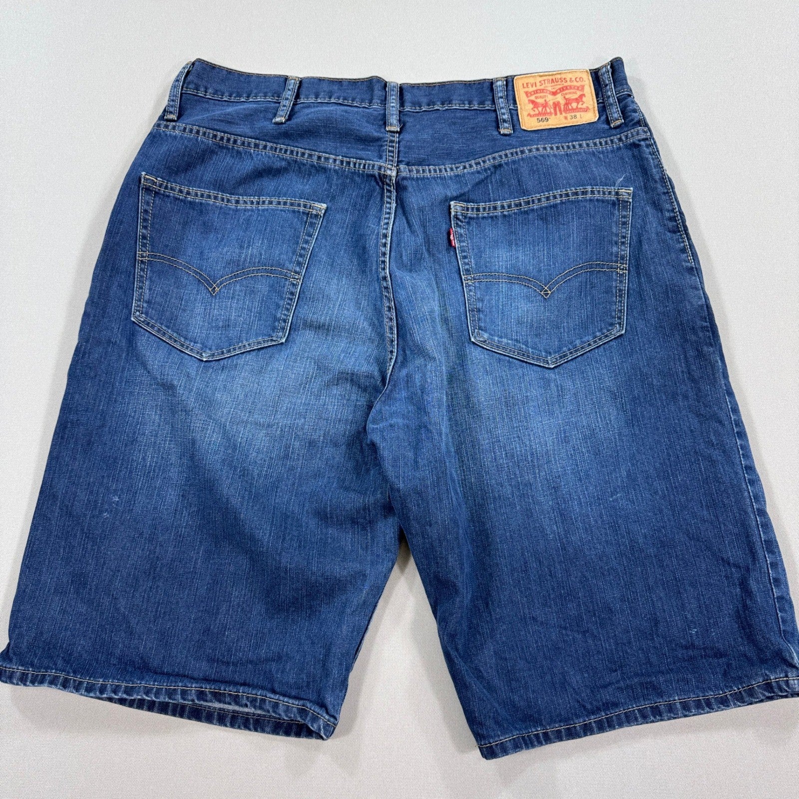 Levi's 569 Denim Shorts 2 Pcs mens W38 Blue Baggy Fit Distressed