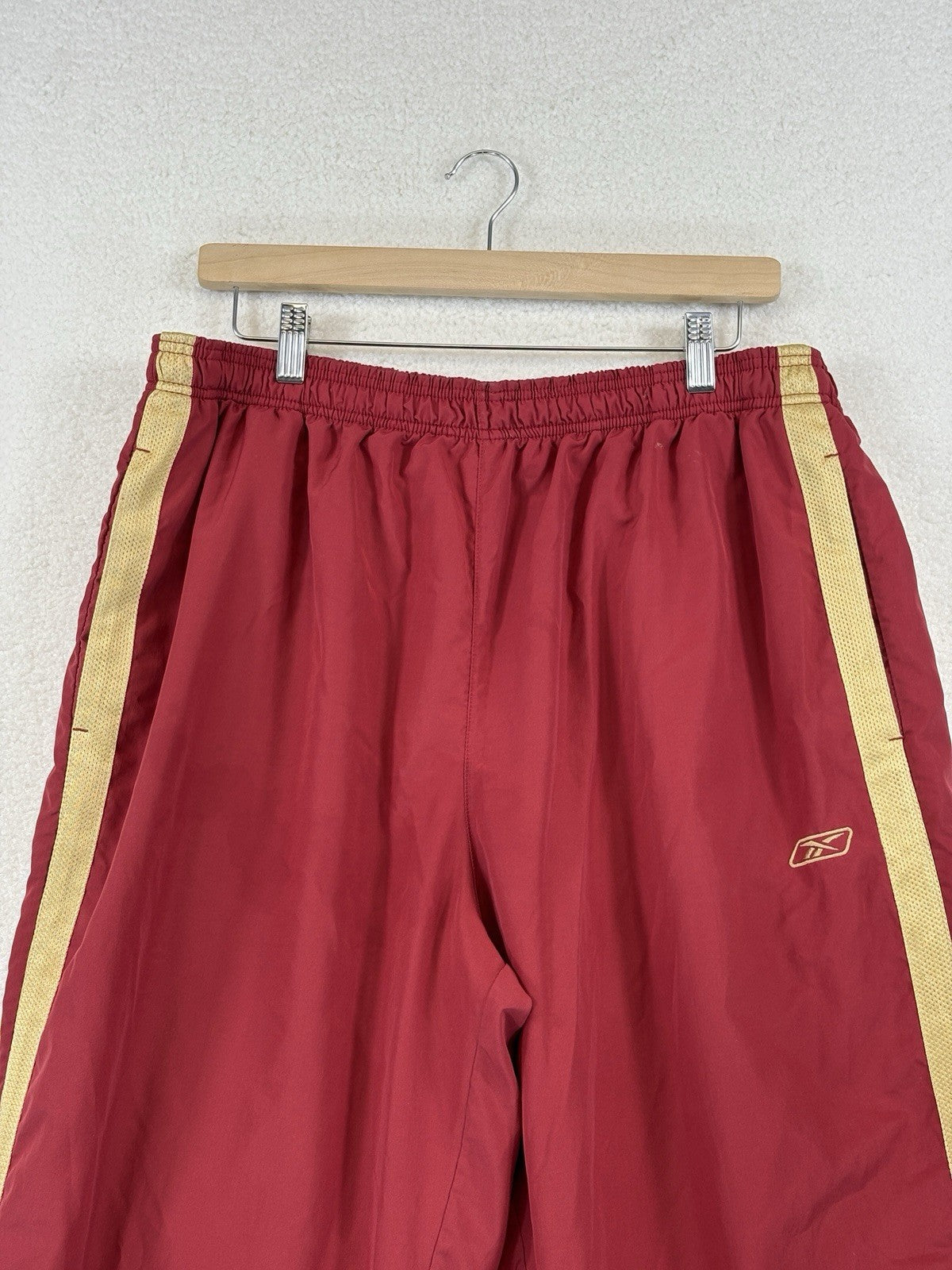 Vintage Reebok  Mesh Lined  Track Pants Mens XL Red Gold Stripe Sports