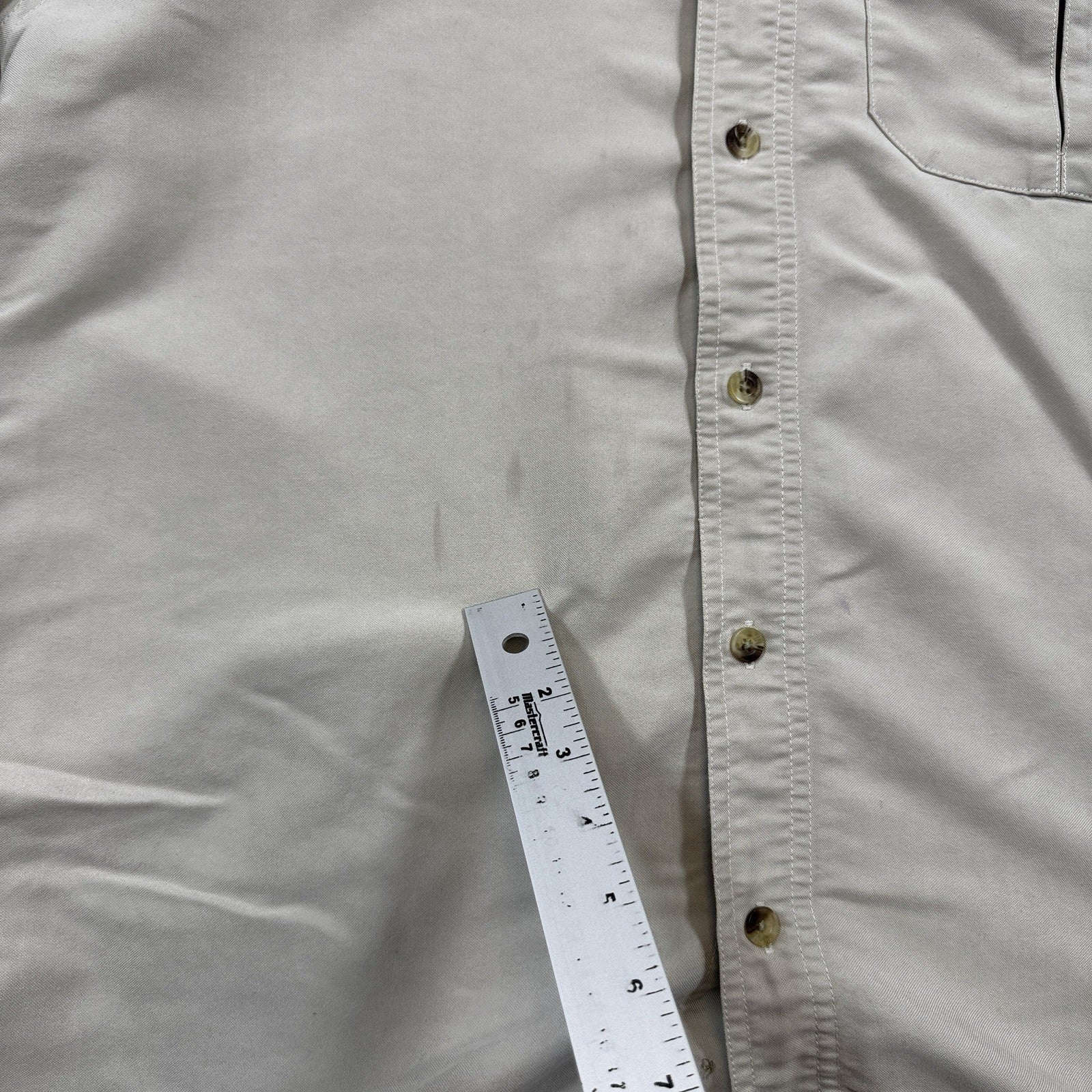 The North Face Long Sleeve mens Large Beige Button Up Shirt Outdoor Hiking