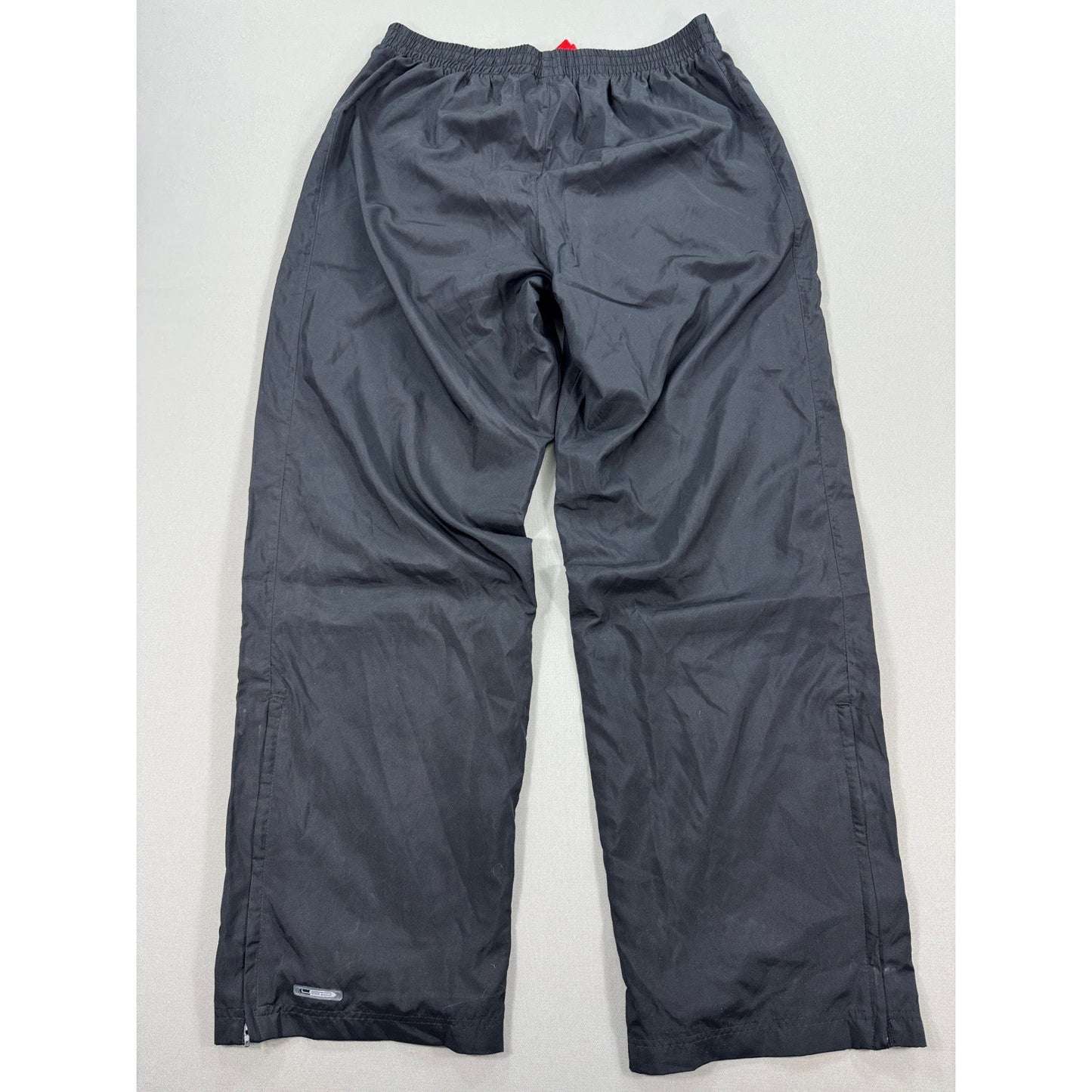 Puma Track Pants Men's Large Black Windbreaker Wide Leg Zipped Ankle Lined