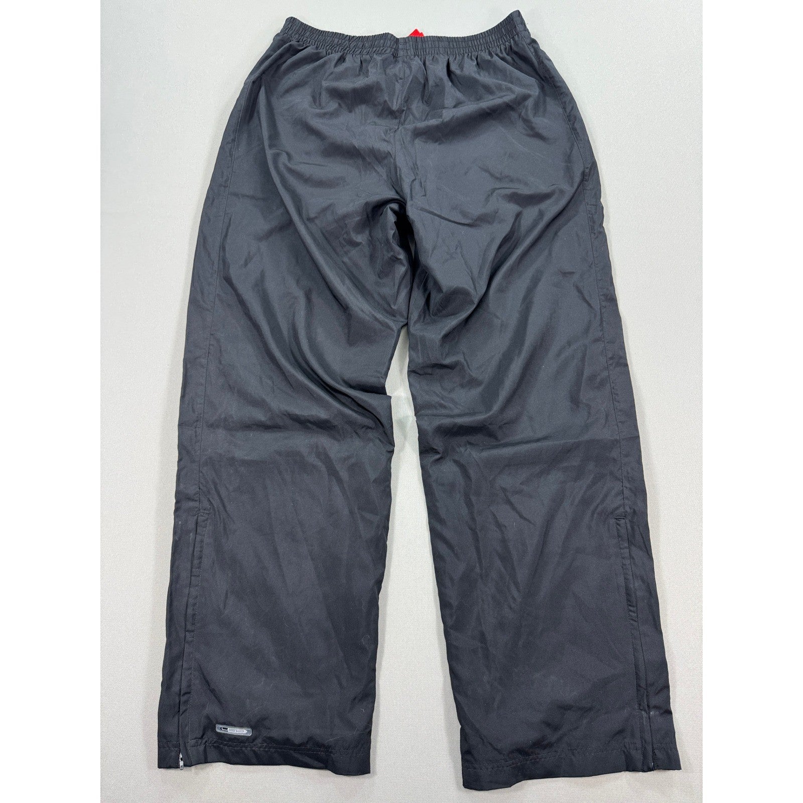 Puma Track Pants Men's Large Black Windbreaker Wide Leg Zipped Ankle Lined