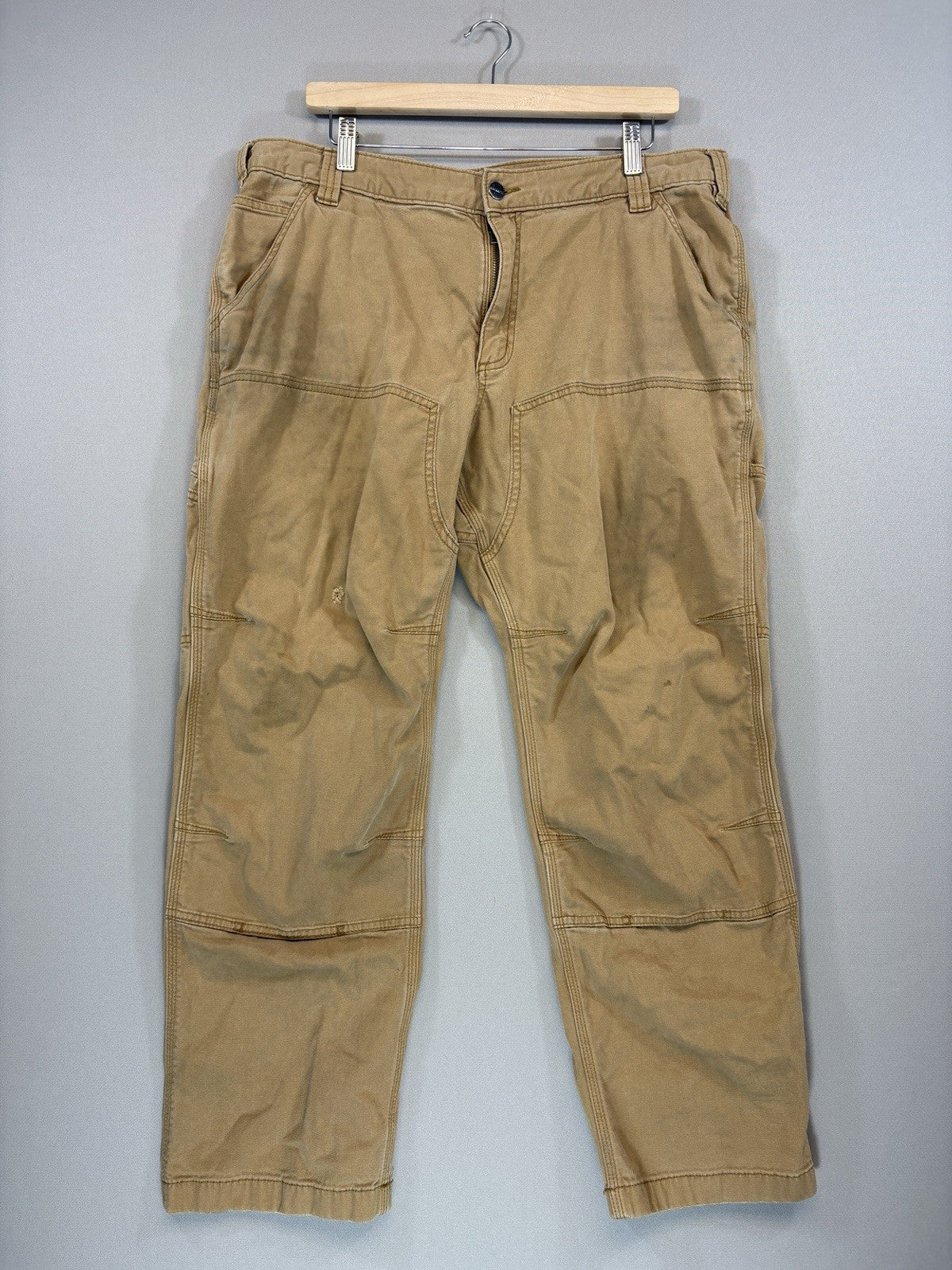 Carhartt Canvas Double Knee Brown Work Pants mens 38x30 Relaxed Fit Rugged