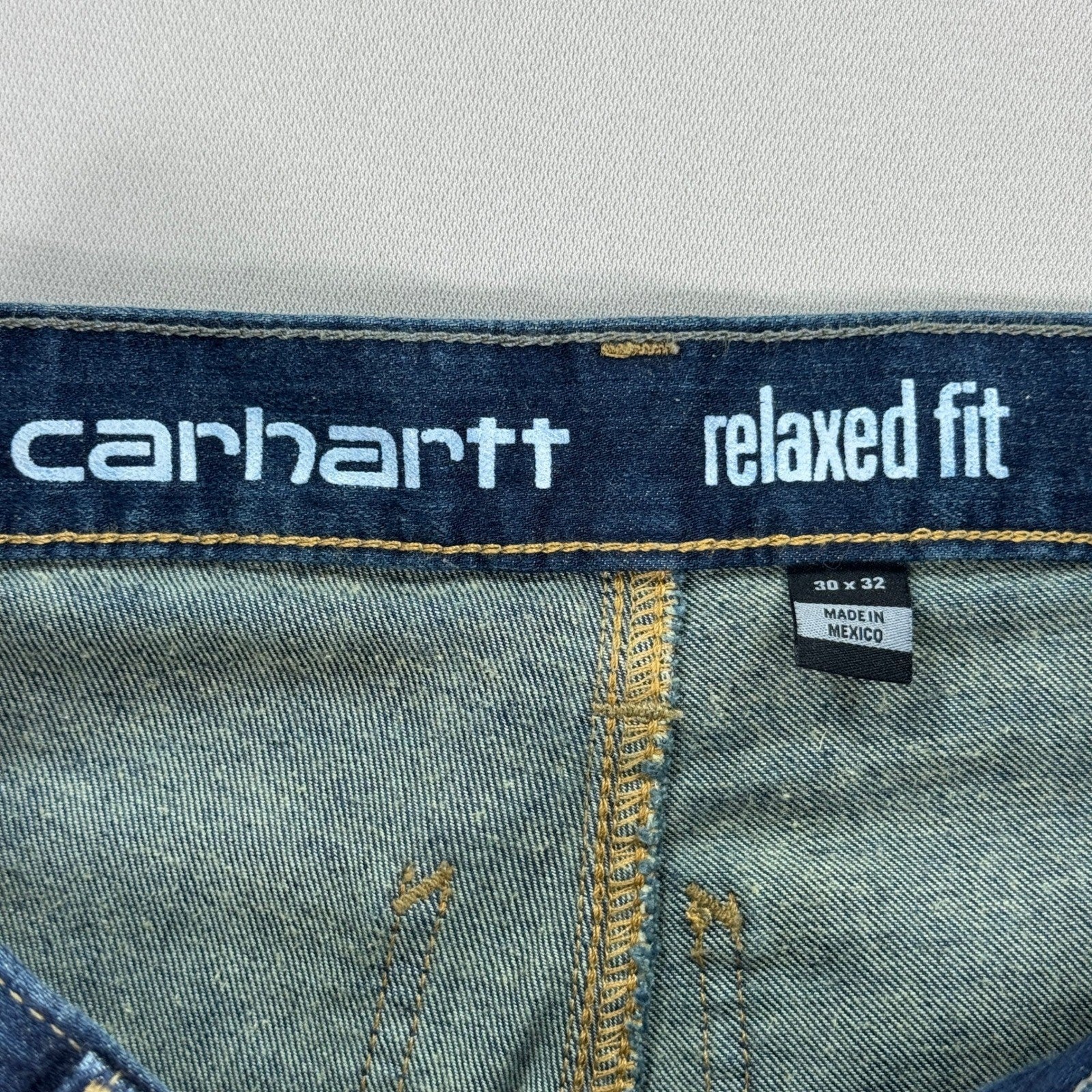 Carhartt Double Knee Denim Pants mens 30x32 Blue Rugged Flex Carpenter Workwear