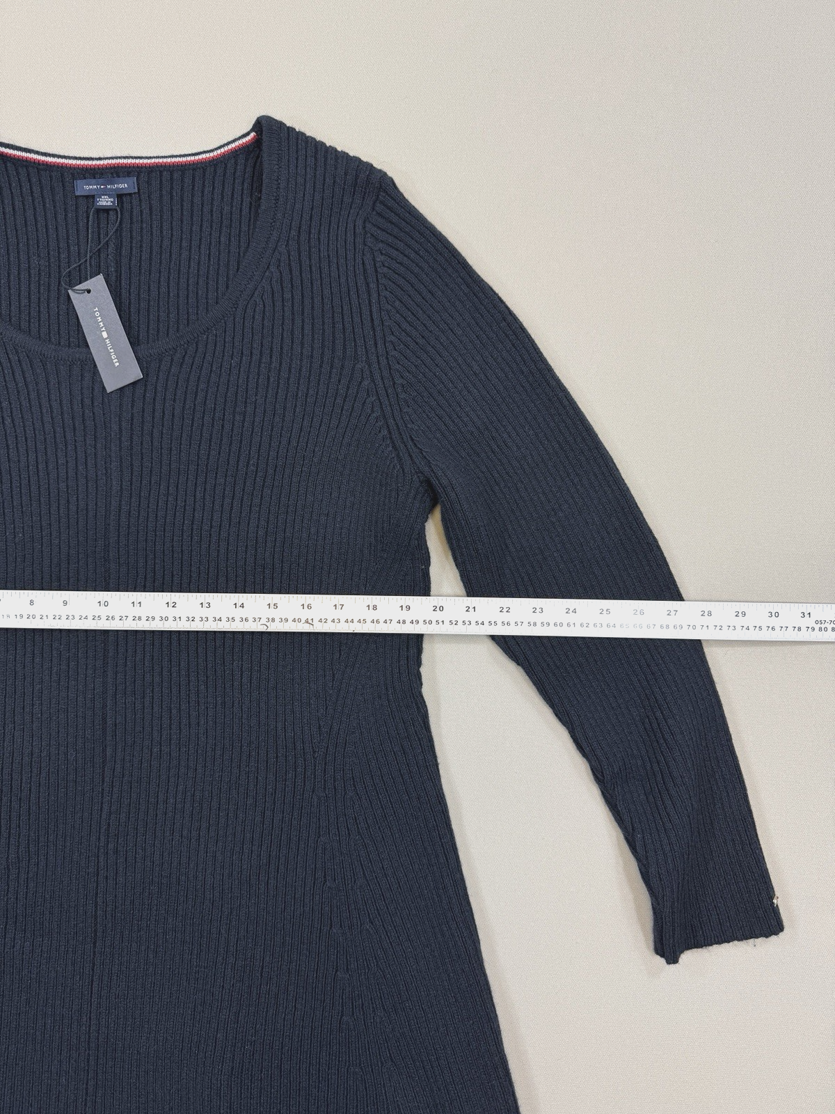 Brand New Tommy Hilfiger Cable Knit Mini Jumper Dress Womens 2XL Navy Blue