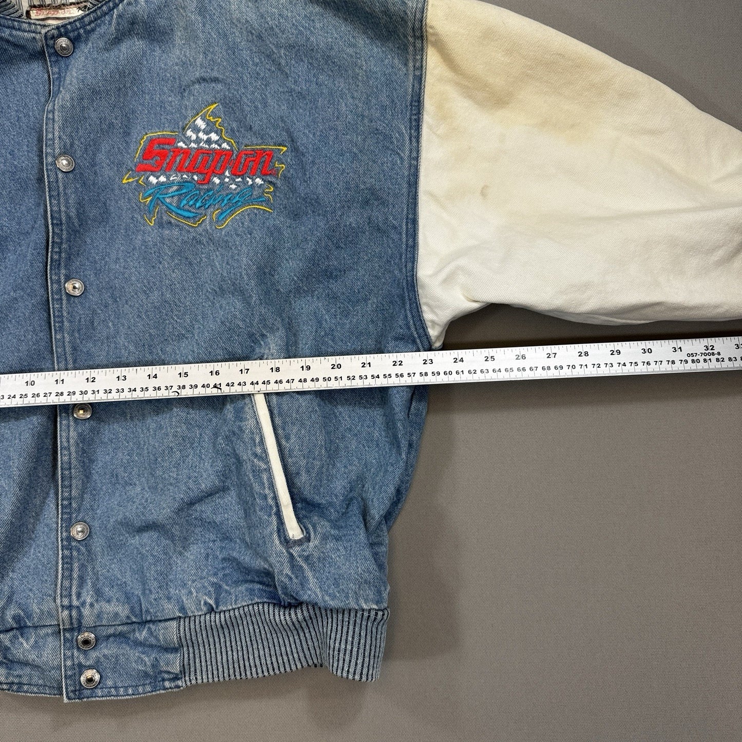 Snap On Racing Jacket mens Large Blue Jean Style Made in Canada Choko Apparel