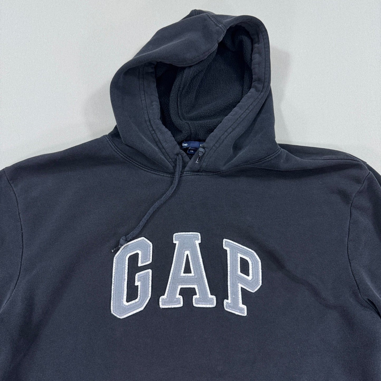 GAP Hoodie mens 2XL Gray Logo Spell Out Pullover Sweatshirt Casual Comfy