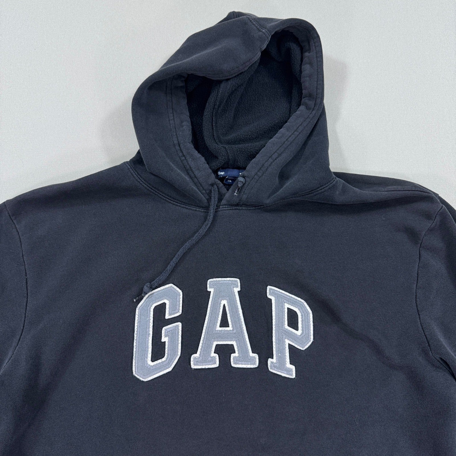 GAP Hoodie mens 2XL Gray Logo Spell Out Pullover Sweatshirt Casual Comfy