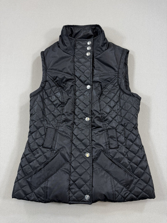 Guess Puffer Vest Jacket Womens Small Black Quilted Full Zip Lightweight