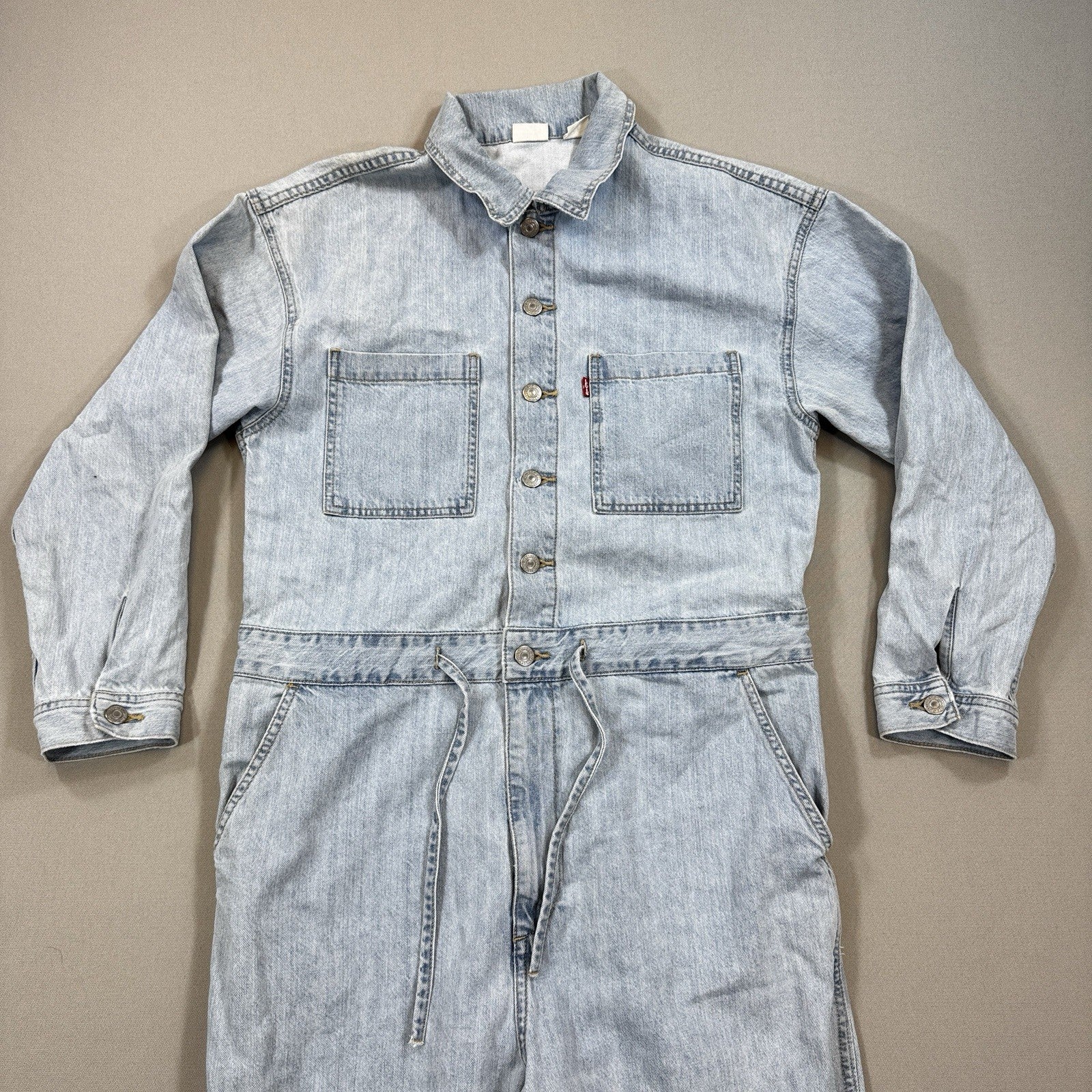 Levi's Iconic Jumpsuit Womens Small Light Wash Denim Coverall Utility Relaxed