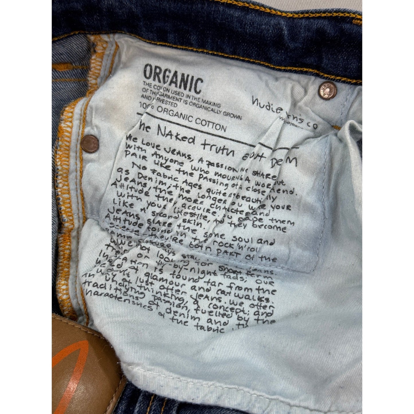 NUDIE Jeans Co. Jeans mens 32x32 Denim Tight Long John Org Calm Blue