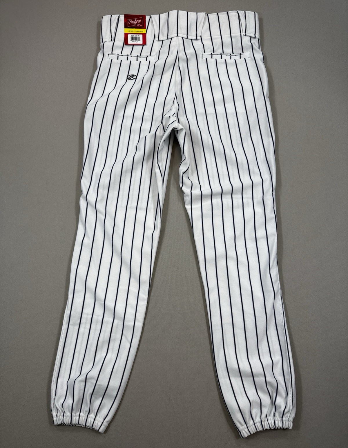 NWT Rawlings Baseball Pants 4x mens Medium Black White Pinstripe Semi-Relaxed