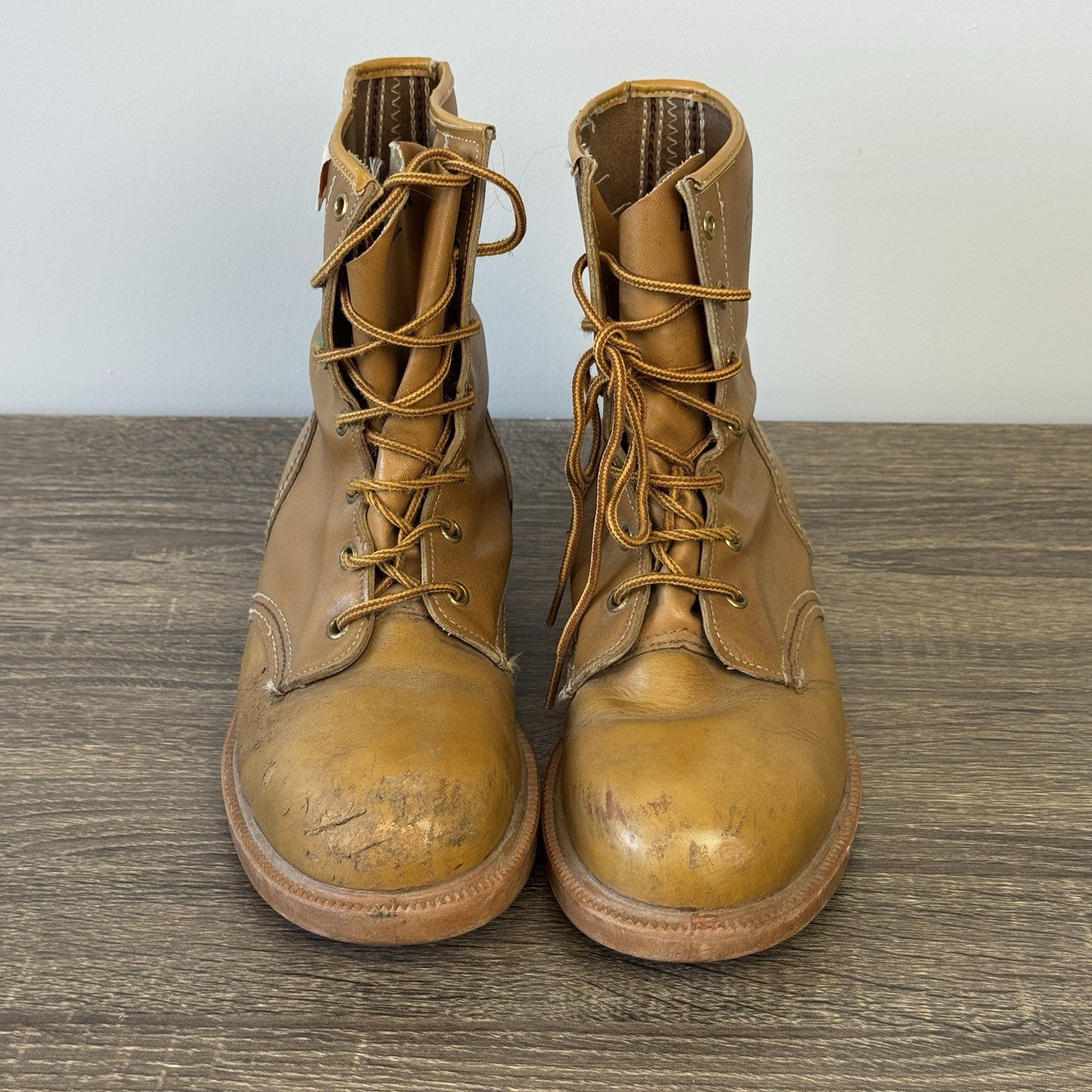 Vintage Greb Steel Toe Work Boots mens Sz 8 Brown Combat Leather Made in Canada