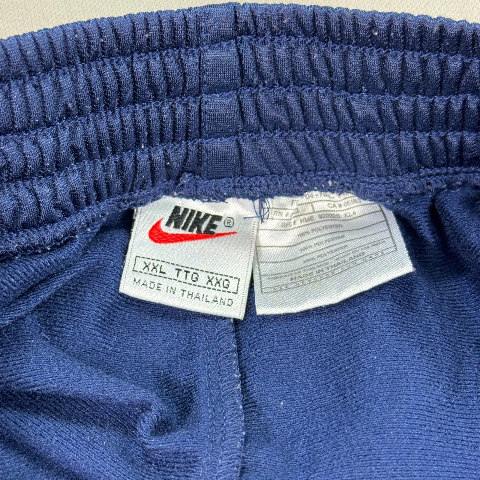 Vintage Nike Tearaway Track Pants Snap Button mens 2XL Navy Blue Baggy Wide Leg