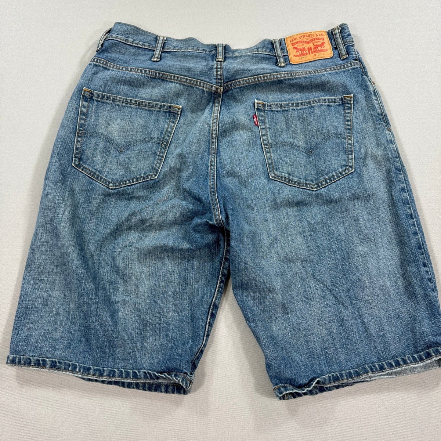 Levi's 569 Denim Shorts 2 Pcs mens W38 Blue Baggy Fit Distressed