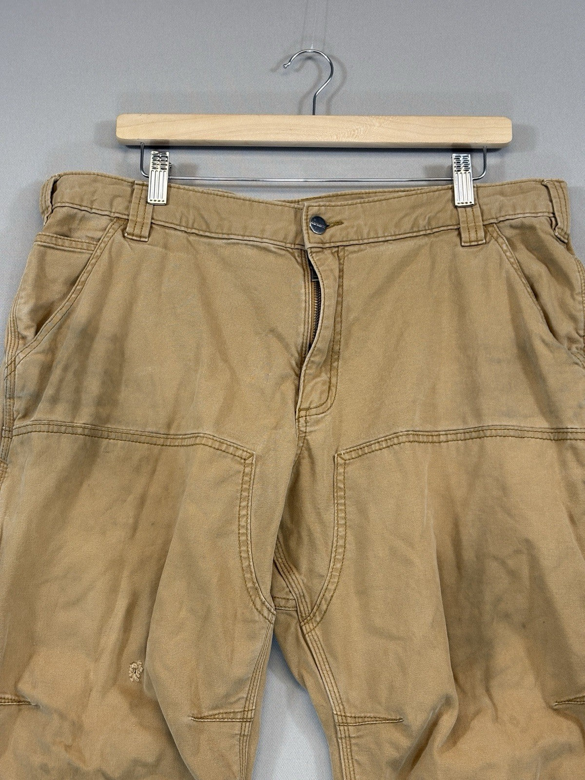 Carhartt Canvas Double Knee Brown Work Pants mens 38x30 Relaxed Fit Rugged