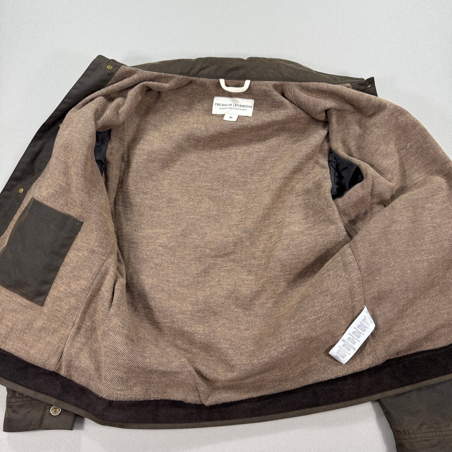 Thursday Everyday Jacket Waxed Cotton mens Medium Dark Olive Lined Heritage