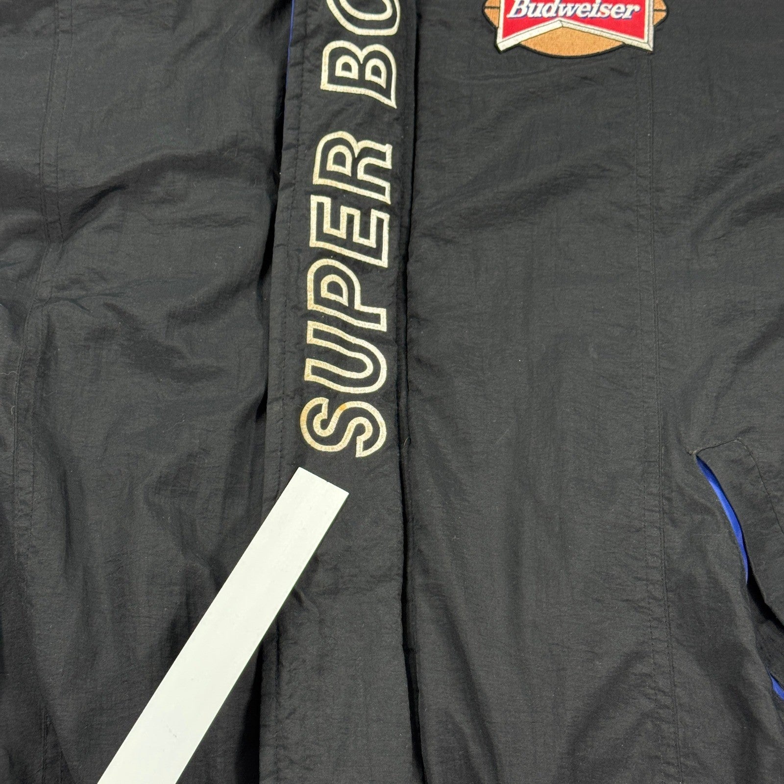Vintage 90s Starter Jacket Pro Line Budweiser Superbowl XXXll 1998 mens XL