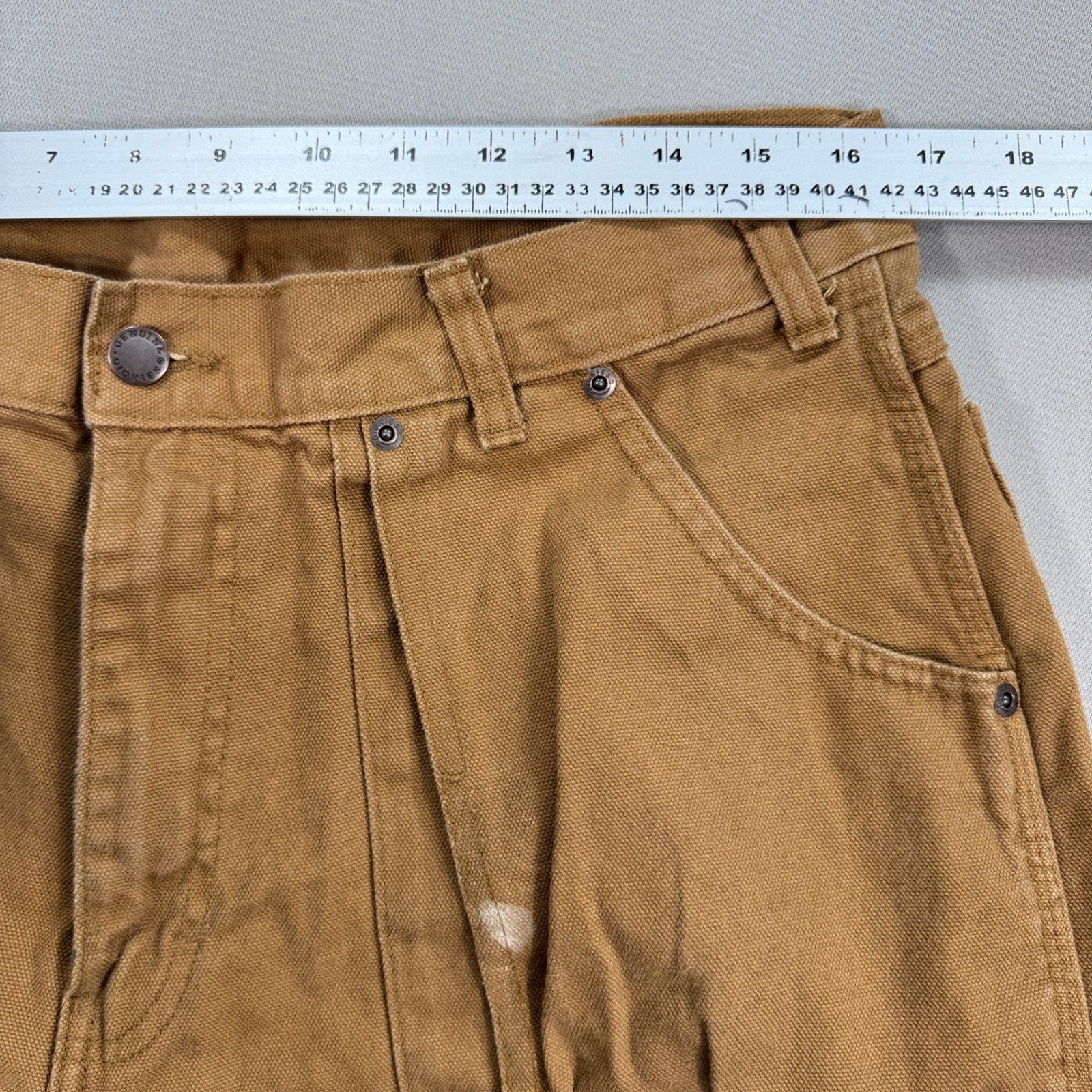 Dickies Double Knee Work Pants mens 32x28 Brown Canvas Carpenter Baggy Workwear