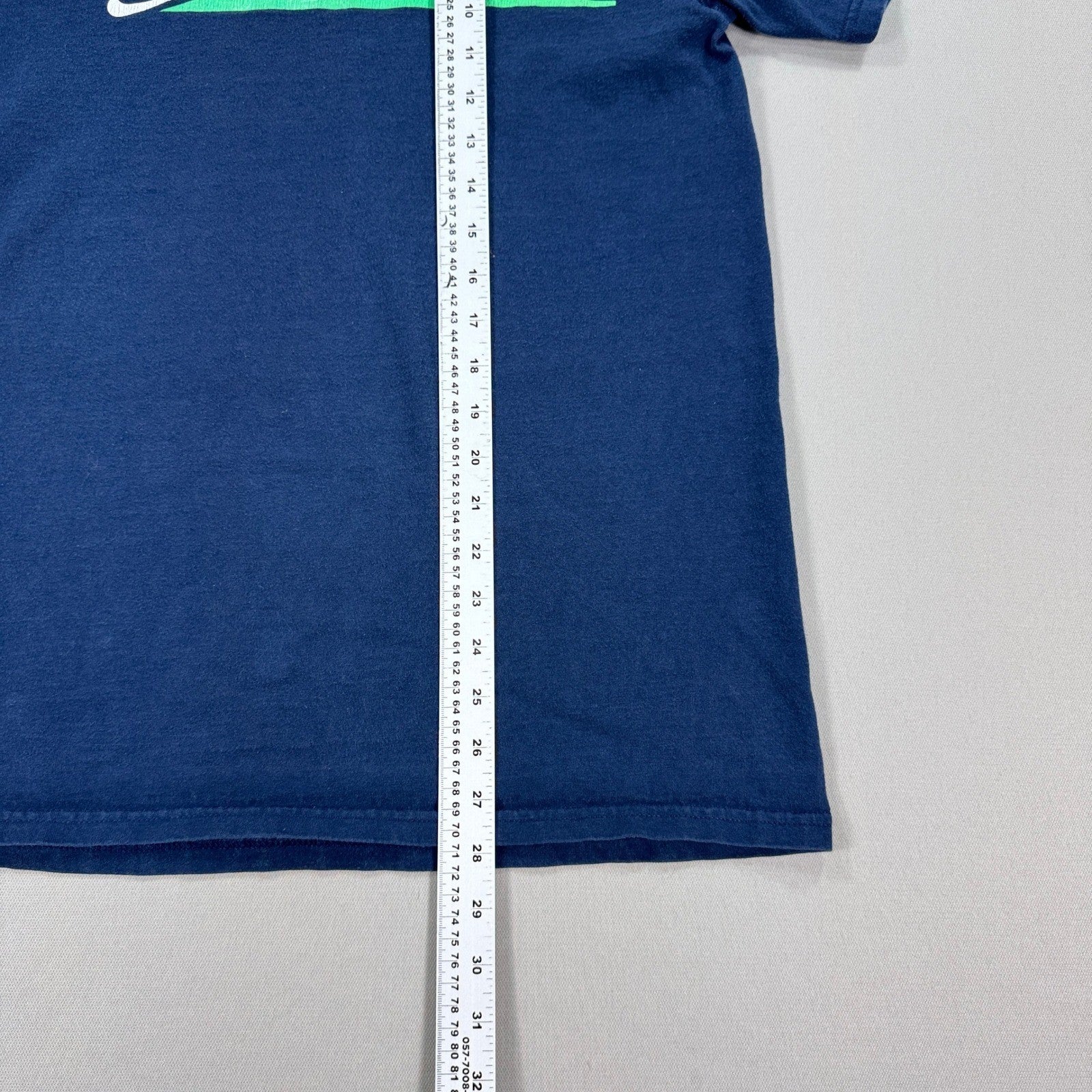 Vintage Nike T-Shirt mens Large Blue Swoosh Logo Graphic Print Crewneck Y2K