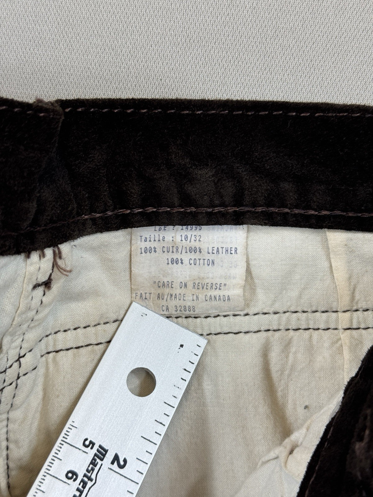 Skotts Suede Straight Leg 100% Leather mens Size 32 Black Denim Made In Canada