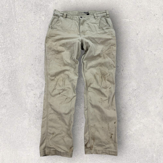 Carhartt Carpenter Work Pants Relaxed Fit Rugged Flex Khaki mens 36x34 Beige