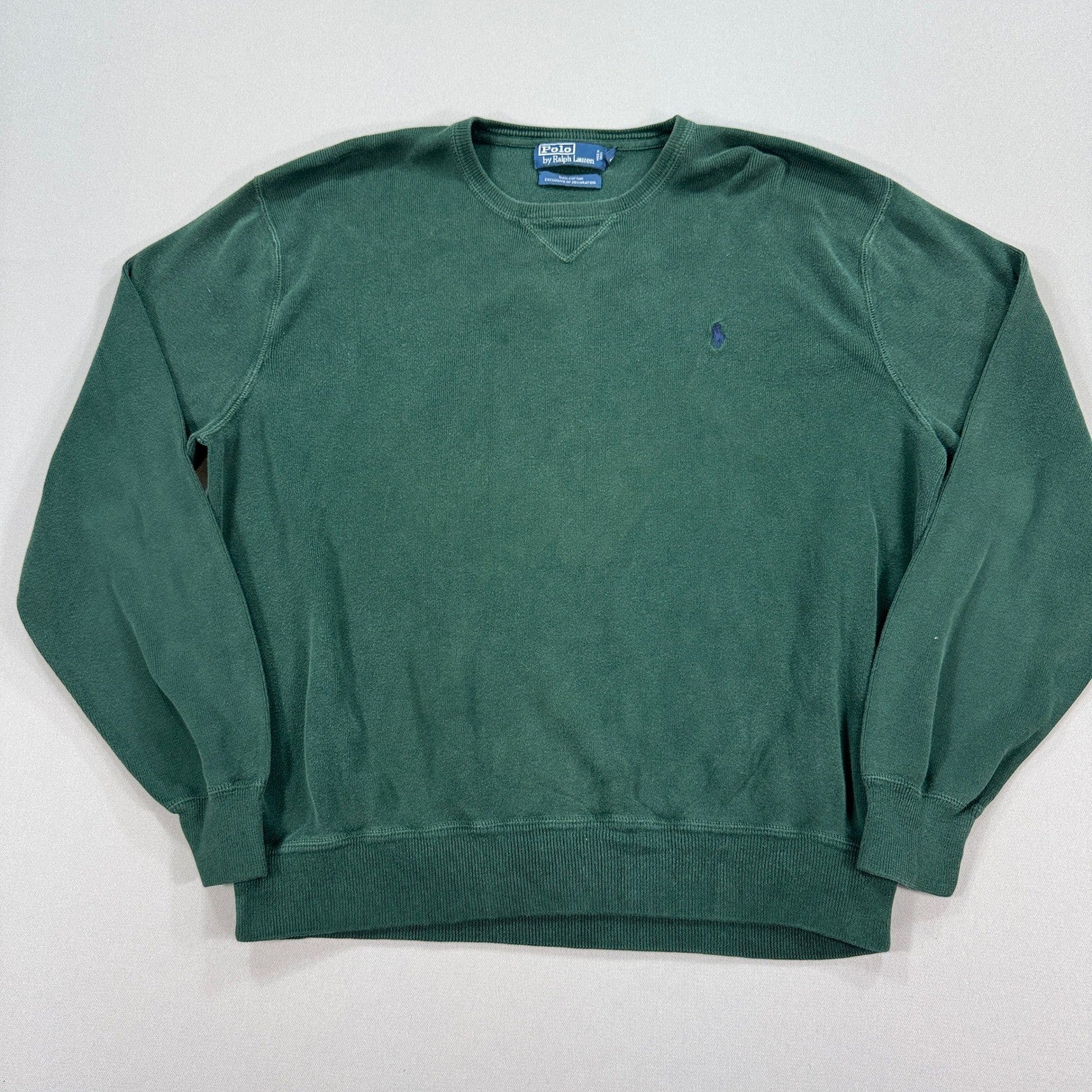 Polo Ralph Lauren Sweater mens XL Green Cotton Crewneck Regular Fit Pullover