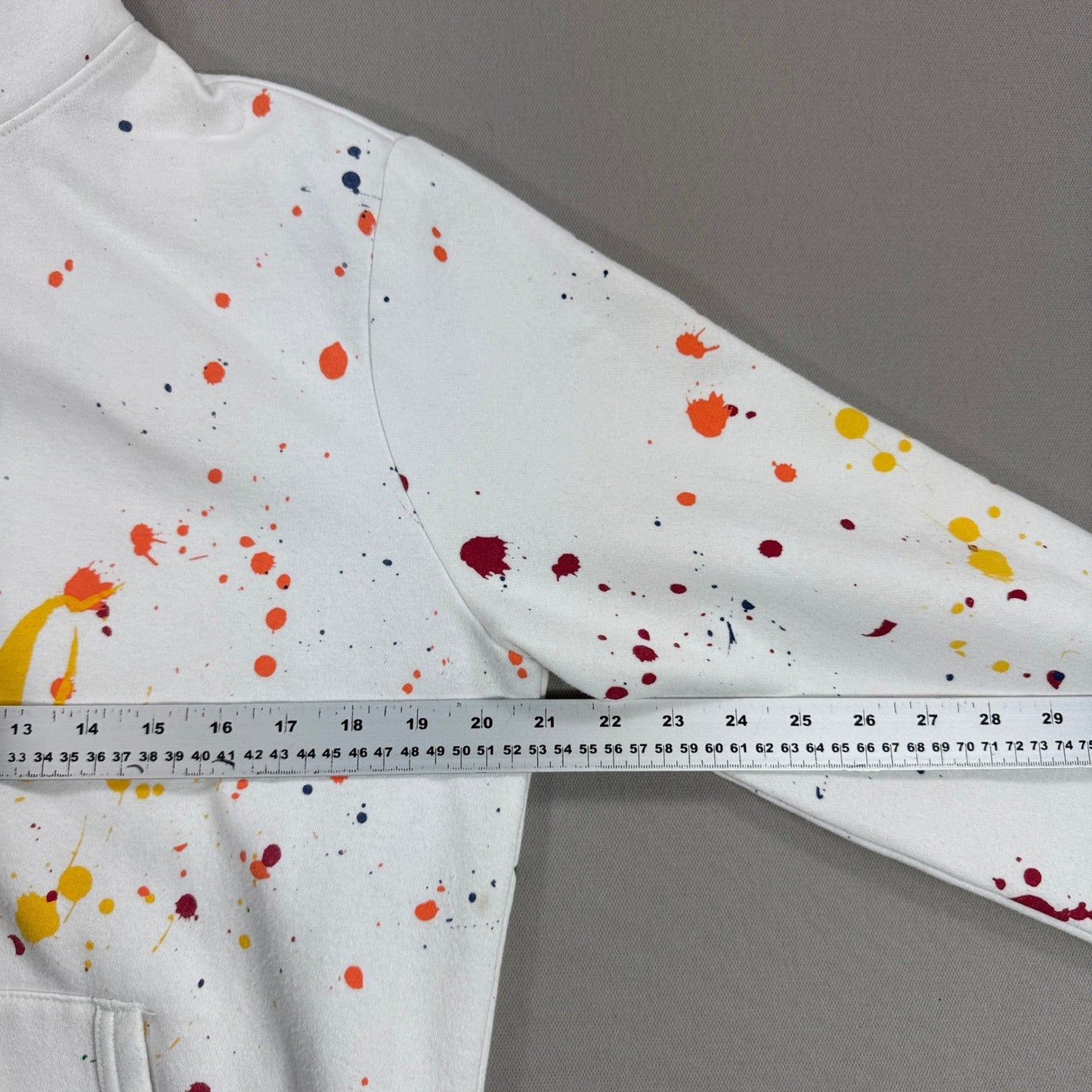 Designer Rare Polo Ralph Lauren Hoodie Men's M White Splatter Paint Sweatshirt