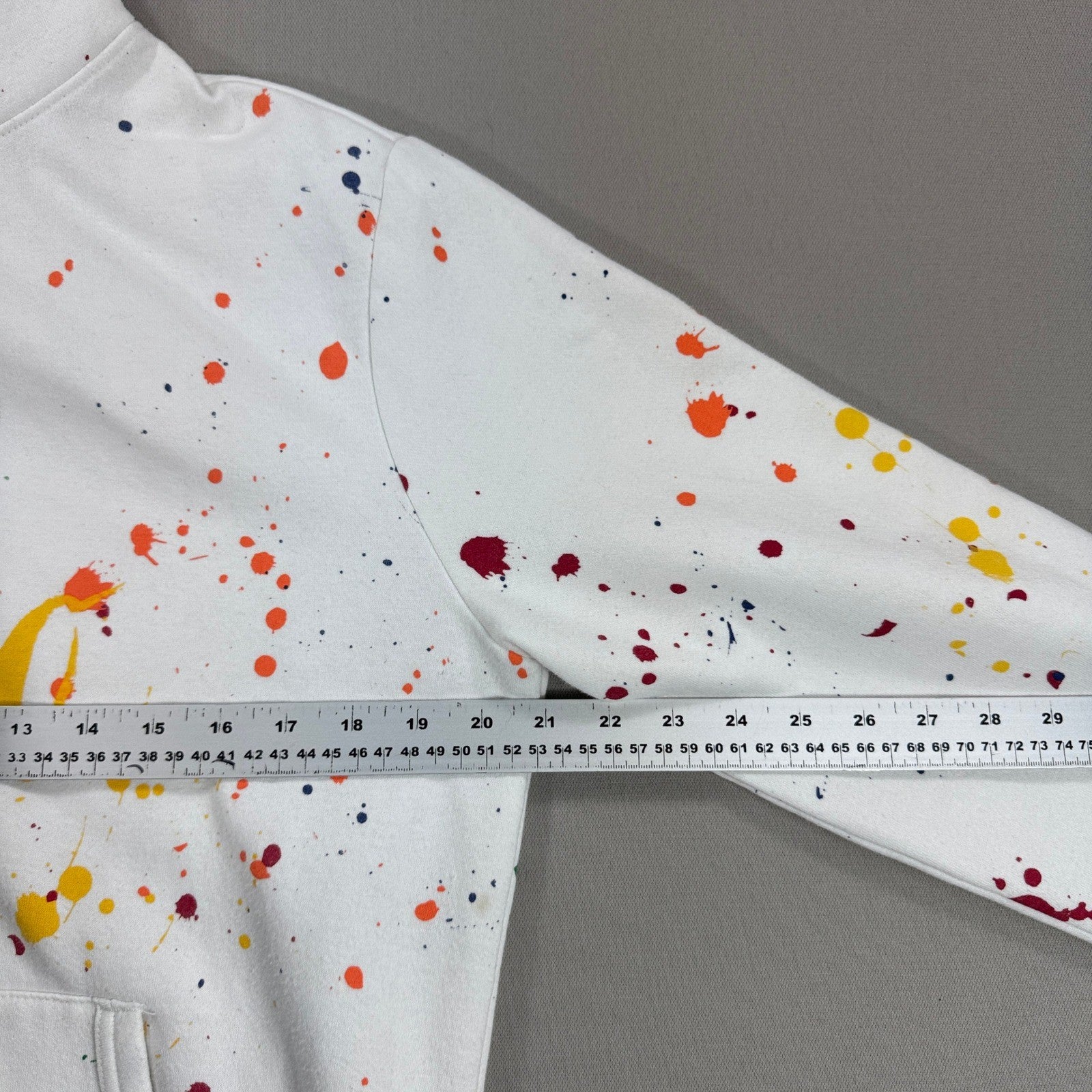 Designer Rare Polo Ralph Lauren Hoodie Men's M White Splatter Paint Sweatshirt