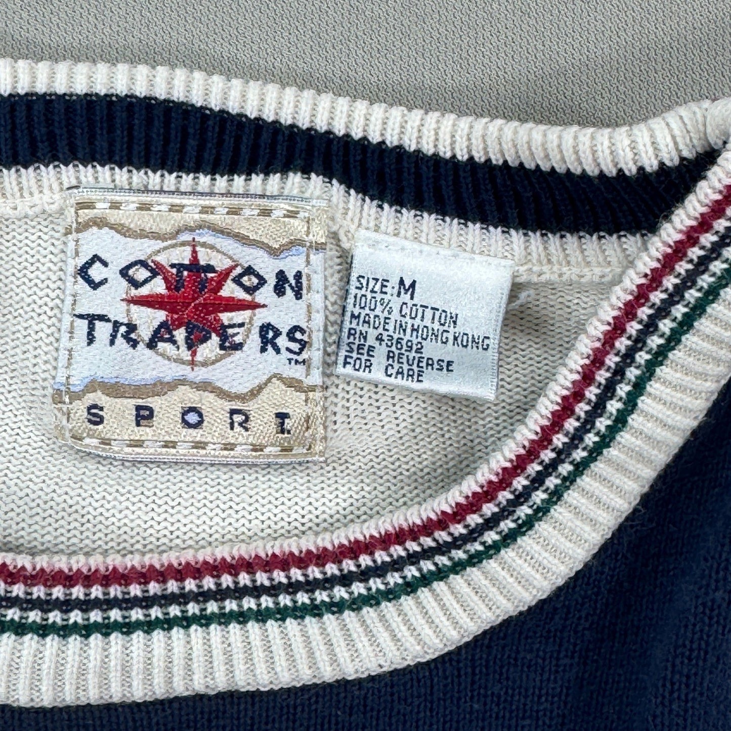 VTG 90s Cotton Traders Golf Sweater mens Medium Colorful Knitted Fall Spring