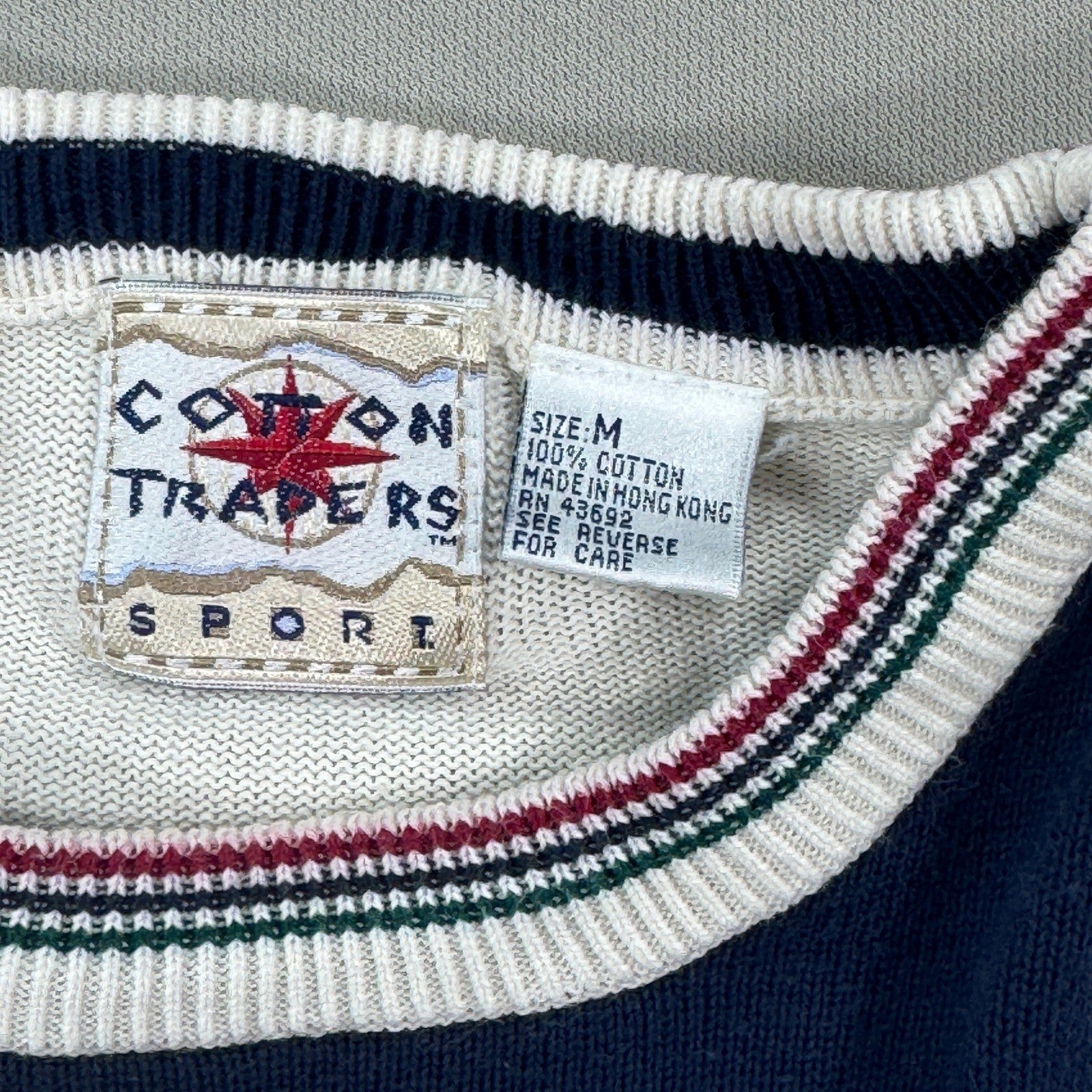 VTG 90s Cotton Traders Golf Sweater mens Medium Colorful Knitted Fall Spring