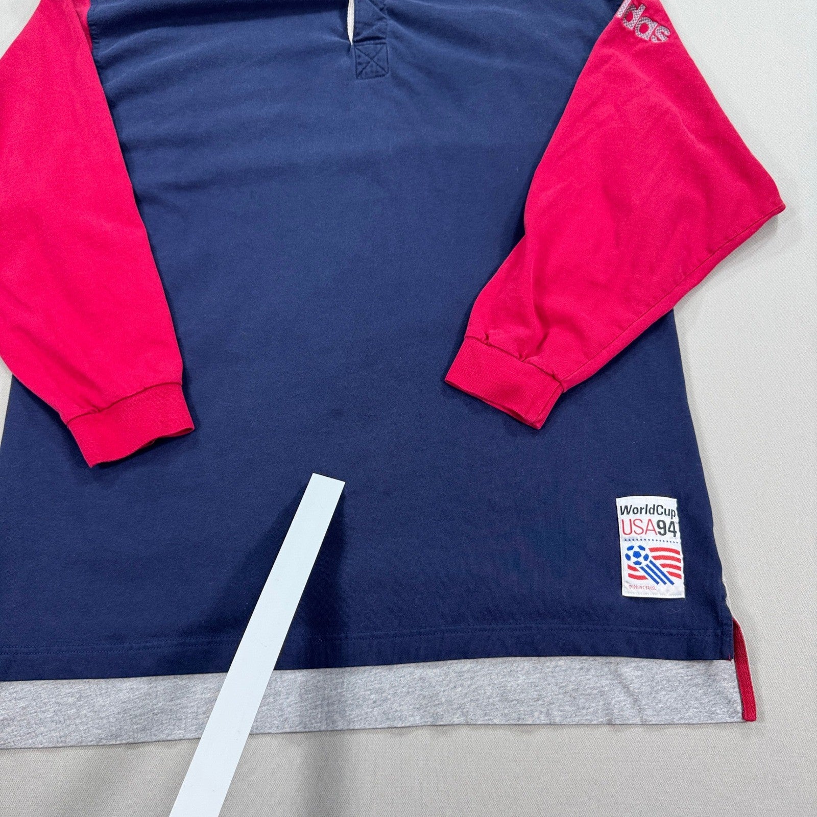 Vintage 90s Adidas World Cup USA 94 Retro Polo Shirt Mens M Long Sleeve Patch