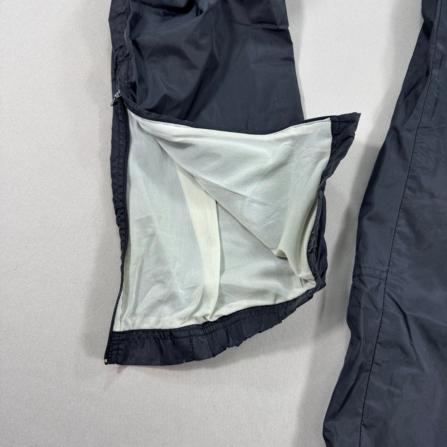 VTG Nike Track Pants Men's Large Black Zip Ankle Pockets Drawstring Windbreaker