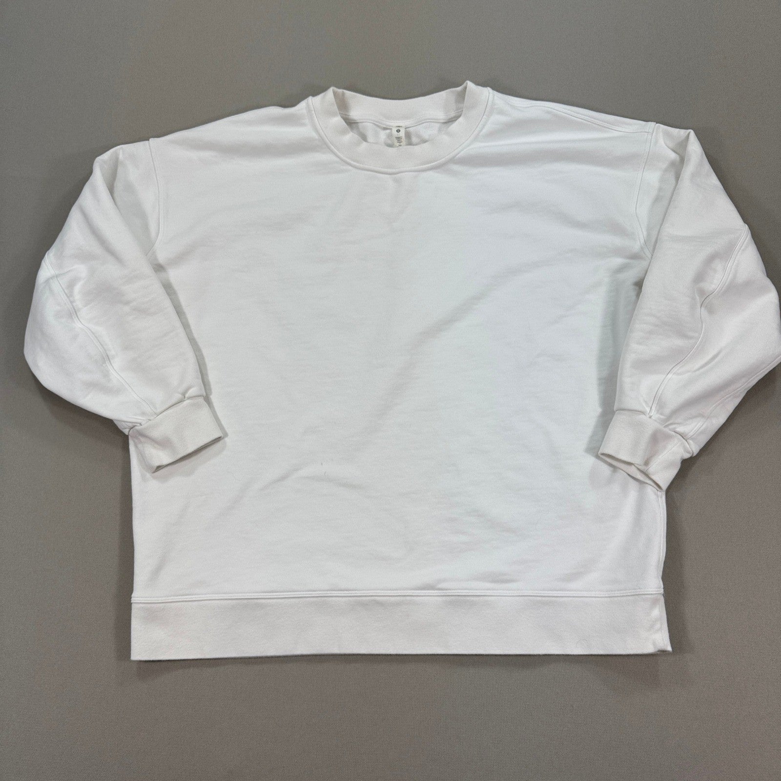 Lululemon All Yours Sweater Womens Size 12 White Fleece Long Sleeve Crewneck