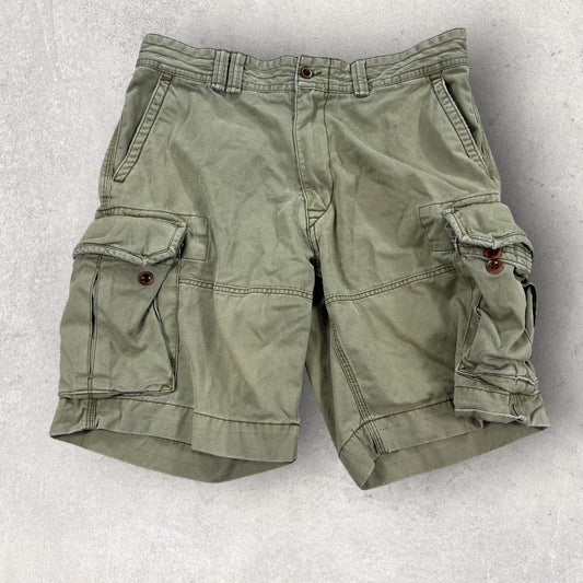 Polo Ralph Lauren Cargo Shorts mens Size 35 Khaki Green Baggy Casual Classic